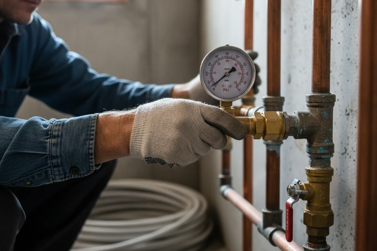 Pressure testing a repaired line during Water Line Repair in Beachwood